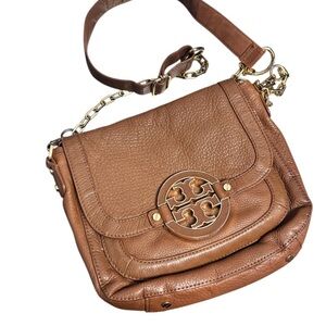 Tory Burch Brown Crossbody Bag Amanda Medium Fold Over Great Condition